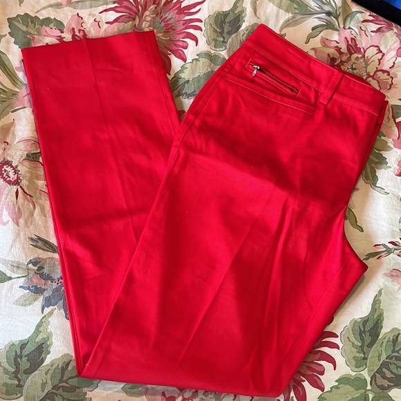 RALPH LAUREN Size 8 Stretchy Cotton Blend Vivid Red Pants Cozy Valentine $119NEW - Picture 12 of 16